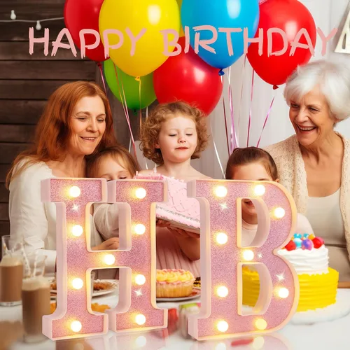 Miniatura 6 de Letras pequeñas de marquesina LED, letras iluminadas, letras LED de 8.58 pulgadas, letrero iluminado a pilas para mesa, fiesta, cumpleaños
