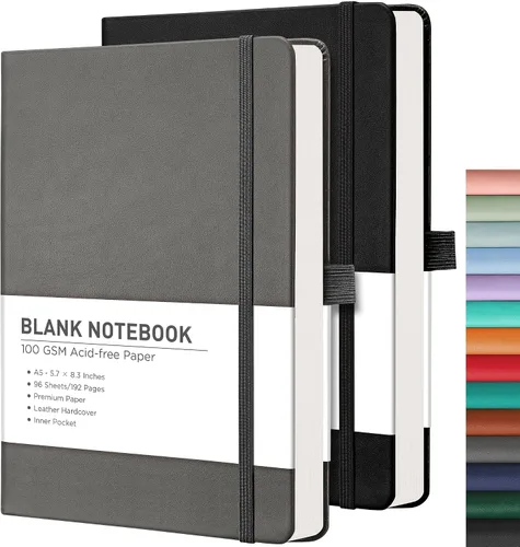 Miniatura 18 de RETTACY Cuaderno rayado, 2 paquetes, 192 páginas numeradas por paquete, tamaño A5 mediano (5.7 x 8.3 pulgadas), para hombres y mujeres, escritura