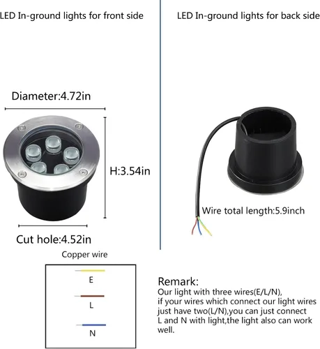 Miniatura 2 de Luces de suelo para exteriores de 5 W, voltaje de línea 110 V 120 V, iluminación impermeable de paisaje cableada, lámpara subterránea empotrada