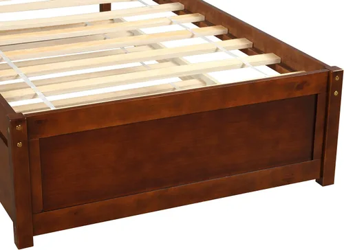 Miniatura 5 de Base de cama individual de madera maciza para niños con nido y cabecera curvada, base de cama de plataforma de perfil bajo con soporte de listones