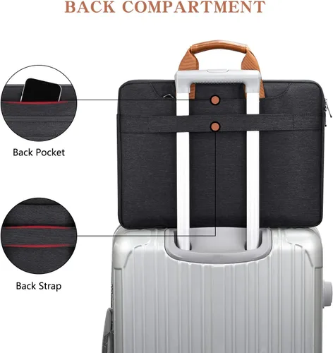 Miniatura 5 de LONMEN Bolsa de hombro para laptop de 14 pulgadas, funda de transporte para MacBook Pro/Microsoft Surface/Dell XPS/Lenovo/Asus/HP, azul