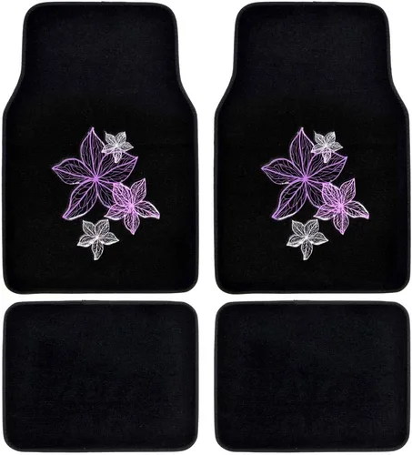 Pretty Rugs - Alfombras de diseño para automóvil, camioneta, camión, SUV, juego completo de 4 piezas delanteras y traseras con respaldo de goma,
