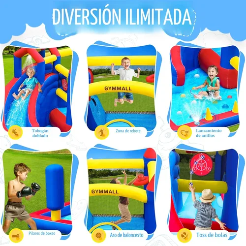 Miniatura 2 de Casa de Rebote Inflable Casa de Saltos Inflable para Niños de 3 a 12 años para Interior y Exterior, Casa de Rebote de Agua 9 en 1 con Tobogán