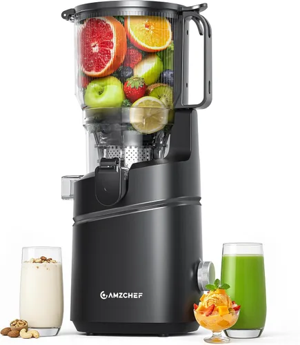Miniatura 11 de AMZCHEF Máquinas exprimidoras, exprimidor de prensa fría extra de 5.8 pulgadas para verduras y frutas enteras, máquina extractora de jugo