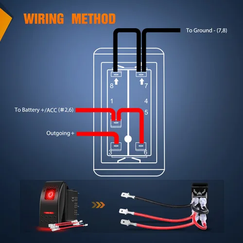 Miniatura 8 de Nilight - Interruptores basculantes de 6 unidades con calcomanías de brillo nocturno, 5 pines SPST, con retroiluminación roja de 12V/24V, para Rojo