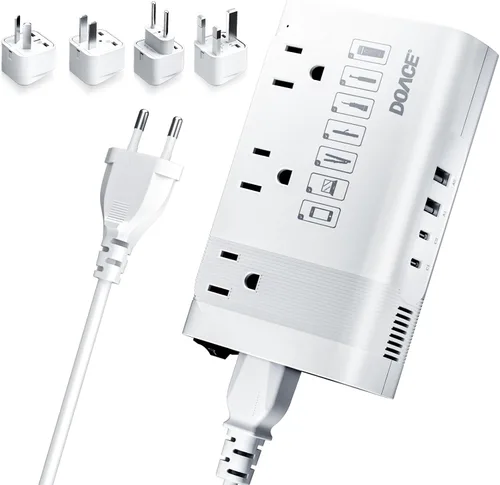 DOACE Convertidor de voltaje de Estados Unidos a Europa, convertidor de 350 W para viajes europeos para rizadores y alisadores de cabello, adaptador