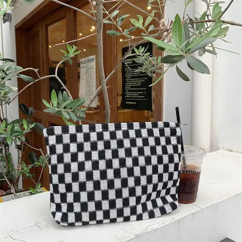 Miniatura 3 de Lindo bolso de maquillaje a cuadros Y2k para mujer