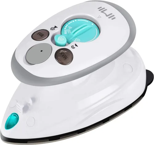 IIMII Mini plancha de vapor de viaje, potencia de doble voltaje de 420 W, calentamiento rápido, potente vapor, suela antiadherente y diseño