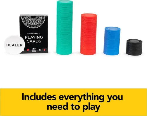 Miniatura 4 de Spin Master Games Cardinal Classics, Juego de 200 fichas de póquer con botón de distribuidor de baraja Texas Hold 'Em Classic Casino Juego de mesa
