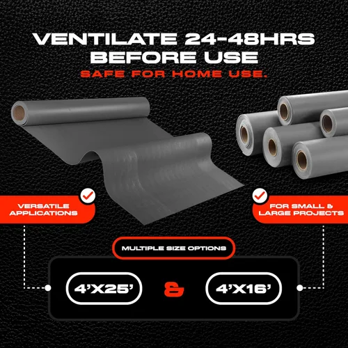 Miniatura 3 de VinylX™ Vinilo reforzado con carga en masa (MLV) – Barrera insonorizada flexible y resistente para paredes, techos, suelos – Clasificación ASTM