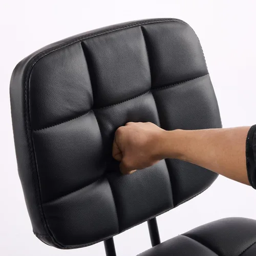 Miniatura 9 de VINGLI Silla de escritorio compacta y pequeña, linda silla sin brazos con ruedas, silla de tocador con respaldo bajo, silla de tarea ajustable