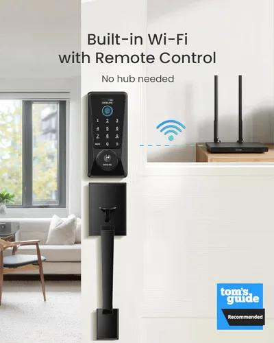 Miniatura 2 de DESLOC Smart Lock D110 Plus, cerradura de puerta delantera inteligente con huella digital WiFi con teclado de pantalla táctil, control remoto