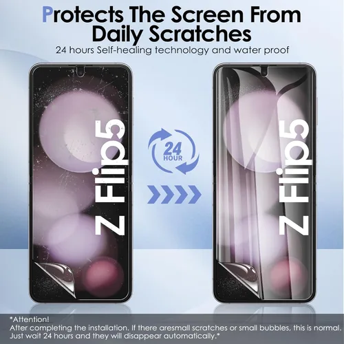 Miniatura 4 de Paquete de 6 protectores de pantalla para Samsung Galaxy Z Flip 5, protector de pantalla interno flexible de TPU + protector de pantalla exterior