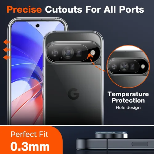 Miniatura 7 de LK Paquete de 2 protectores de pantalla para Google Pixel 10 con 2 protectores de lente de cámara [Nueva versión] Soporte desbloqueo por huella