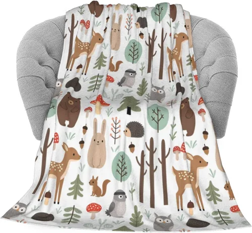 Miniatura 2 de Dujiea Manta de franela mullida de animales lindos de 40 x 50 pulgadas, manta súper suave y ligera para sofá, silla, acogedora manta de cama