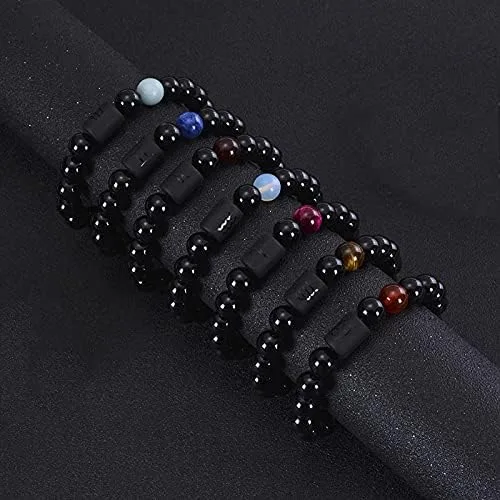 Miniatura 5 de CSIYANJRY99 Pulseras del zodiaco para hombres y mujeres, signo del zodiaco, 12 constelaciones, horóscopo, pulsera de 0.315 in, obsidiana natural