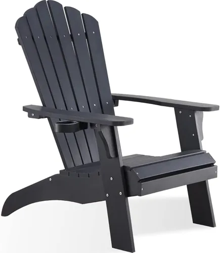 Psilvam Silla estilo Adirondack, Silla de polietileno de gran tamaño con soporte de taza para hoguera, con soporte de 350 libras, sillas de patio