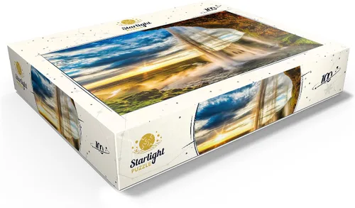 Miniatura 3 de MyPuzzle Seljalandsfoss Waterfall At Sunset Iceland - Rompecabezas prémium de 100 piezas para adultos