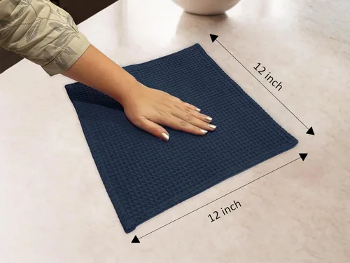 Miniatura 3 de Encasa XO - Toallas de mano y faciales de tejido a cuadros 30x30 cm, juego de 12 paños de color azul marino Secado rápido para baño, gimnasio