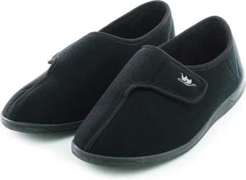Miniatura 2 de Pantuflas anchas de espuma viscoelástica 80-D con cierre ajustable para hombre, cómodas y cálidas, de forro polar, artritis, edema, cierre