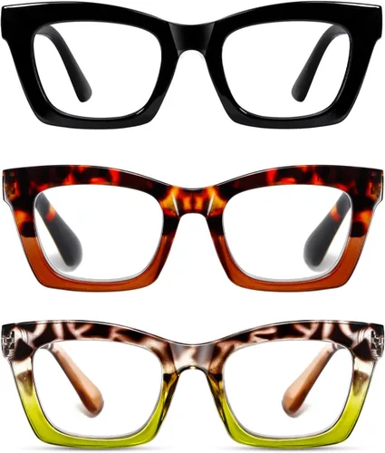 Miniatura 17 de Hubeye Oprah Style - Lentes de lectura para mujeres y hombres, bloqueo de luz azul, para computadora con bisagra de resorte Negro