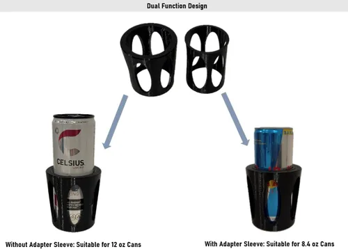 Miniatura 4 de 2 en 1 Adaptador de Portavasos delgado para latas de 8.4 oz / 12 oz con ajuste ajustable, funda de ajuste perfecto universal para portavasos de auto