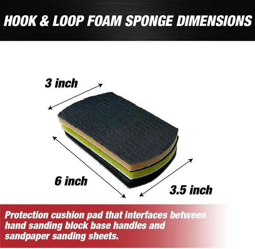 Miniatura 4 de Kit de bloques de gancho y bucle de 6 pulgadas para lijado a mano y mouse de 6 pulgadas, almohadillas de interfaz ideales para carpintería