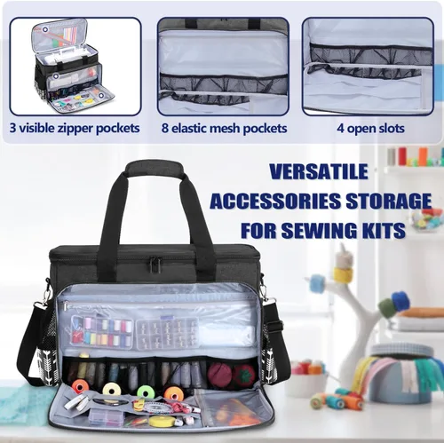 Miniatura 3 de Funda Yarwo para máquina de coser con fondo engrosado, bolsa universal para máquina de coser compatible con la mayoría de las máquinas estándar