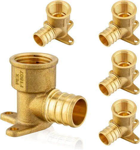 Miniatura 8 de Paquete de 5 accesorios PEX, adaptador de codo de oreja NPT roscado hembra Pex de 1/2 pulgadas x 1/2 pulgadas, accesorios de engarce de latón