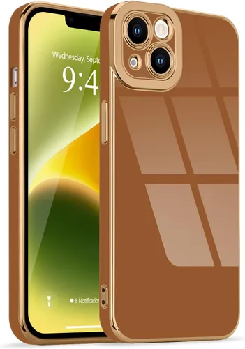 Miniatura 52 de Lafunda Diseñada para iPhone 13 Pro, fundas lujosas con chapado lindo para mujeres y niñas, elegante borde dorado, a prueba de golpes, TPU con funda