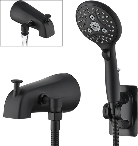 Miniatura 14 de PROOX Grifo de bañera de metal con rociador de bronce aceitado, 6 ajustes de ducha de mano con interruptor de pausa de encendido/apagado, grifo