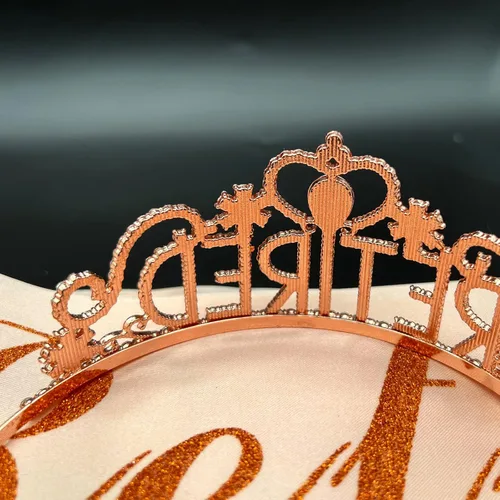 Miniatura 6 de Decoraciones de fiesta de jubilación, regalos de jubilación para mujeres, juego de tiara y banda de jubilación, corona de cristal con purpurina