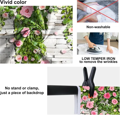 Miniatura 6 de Pared de ladrillo de 5 x 3 pies con telón de fondo floral rosa para fiesta, plantas verdes, fondo de fotos de pared, boda, dulce niña, fiesta