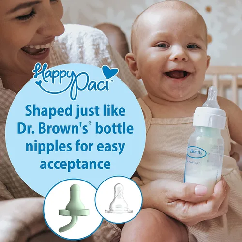 Miniatura 5 de Dr. Brown's Natural Flow Anti-Colic Options+ Biberón de cuello ancho, 5 oz/5.1 fl oz, pezón nivel 1, paquete de 4, 0.0 ft+ con chupete HappyPaci