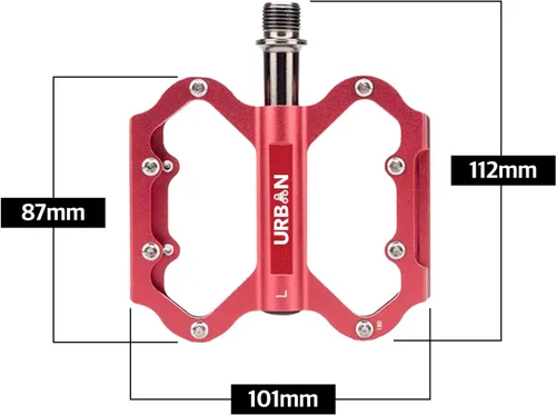 Miniatura 2 de Pedales ligeros de plataforma plana MTB con 16 pasadores hexagonales antideslizantes para agarre Rojo