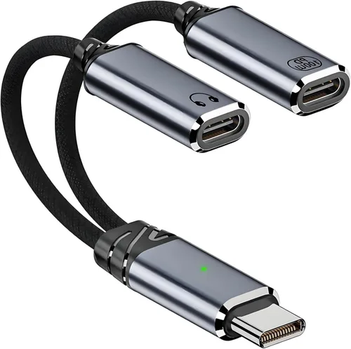 Miniatura 8 de Adaptador USB C a auriculares y cargador de 0.138 in, adaptador de audio USB C a auxiliar 2 en 1 con carga rápida PD 3.0 de 60 W, chip DAC
