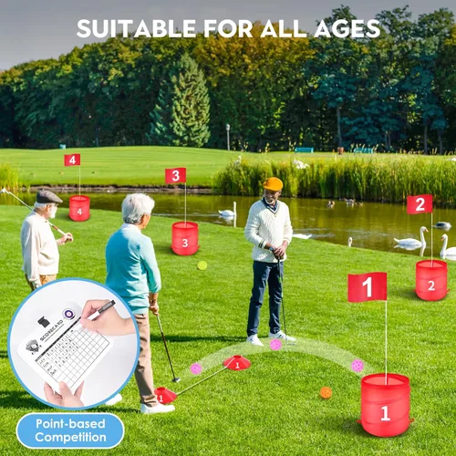 Miniatura 3 de Juego de cubo de golf al aire libre, juguetes de práctica de golf para familia, adultos y niños, campo de golf portátil para patio trasero, césped