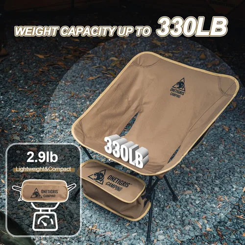 Miniatura 7 de ONETIGRIS Tigerblade - Silla de camping, ligera, plegable, silla de senderismo, compacta, portátil, capacidad de 330 libras Marrón coyote