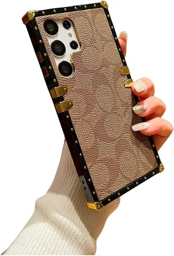 Miniatura 25 de Funda Rectangular de Cuero de Lujo para Teléfono Diseñada para Samsung Galaxy S23 Ultra Funda Linda con Correa de Muñeca Anti Caídas Protectora