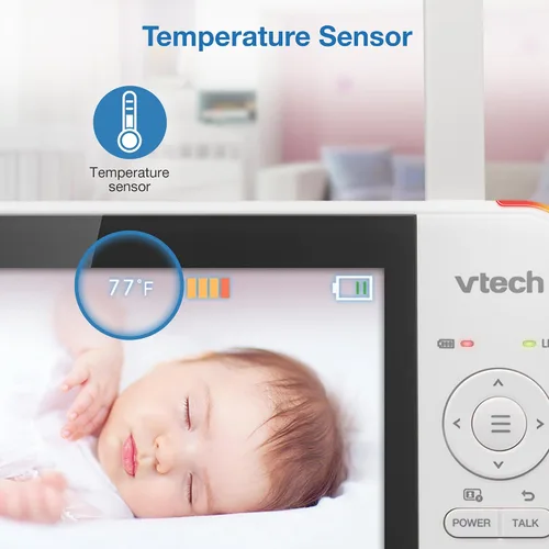 Miniatura 11 de VTech Monitor de bebé sin WiFi, pantalla de 5 pulgadas y zoom panorámico remoto para recién nacidos, a prueba de piratas, batería de 17 horas, rango