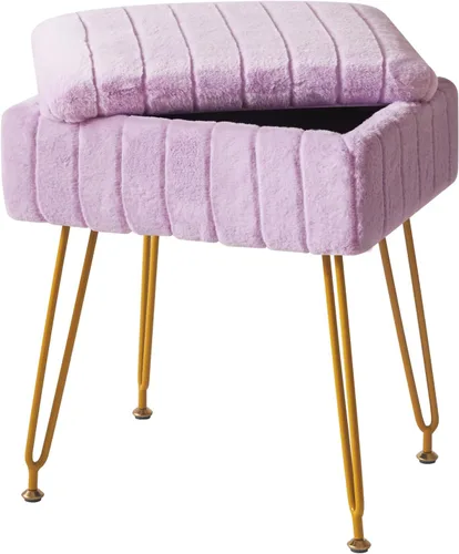 Miniatura 15 de IBUYKE Reposapiés Otomano Rectangular de Terciopelo, Taburete de Tocador de Maquillaje Mesa Auxiliar, Asiento de Mesa de Tocador de Terciopelo, Rosa