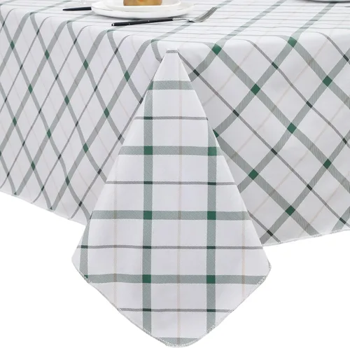 Miniatura 30 de Mantel de vinilo resistente con reverso de franela, mantel de plástico impermeable a prueba de aceite, resistente a las manchas, limpiable, cubierta