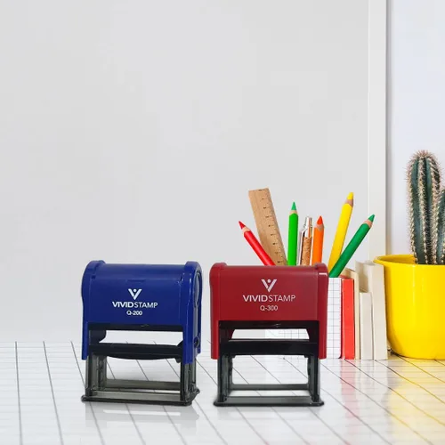 Miniatura 5 de Vivid Stamp Pagado con tarjetas de crédito Sellos de goma autoentintados (tinta roja) - Q-300 Rojo