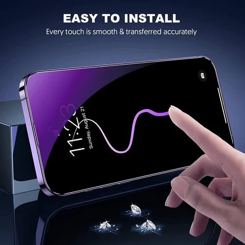 Miniatura 5 de Protector de pantalla de privacidad compatible con iPhone 13 Pro y compatible con iPhone 14/13 efecto espejo, vidrio templado, antiespía, paquete