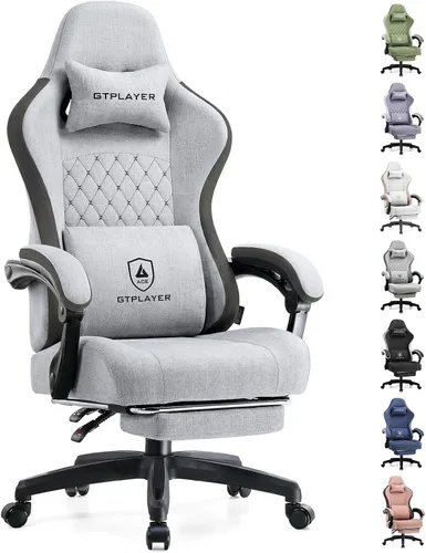 Miniatura 18 de GTPLAYER Silla Gaming, Silla de Oficina para Computadora con Cojín de Resorte de Bolsillo, Reposabrazos de Conexión y Reposapiés, Silla Ergonómica