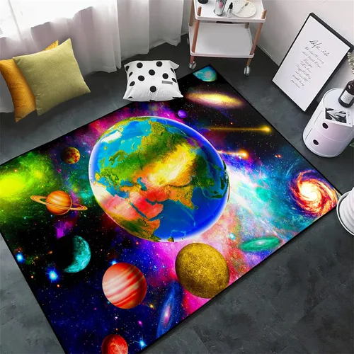 Miniatura 10 de Alfombra espacial para habitación de niños, alfombra de galaxia para niños, alfombras espaciales para dormitorio de niños, decoración