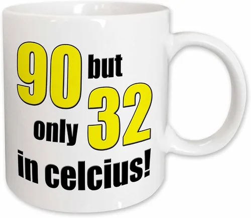 Miniatura 11 de 3dRose 90 pero solo 32 en Celsius. Amarillo. Taza negra de dos tonos de 11 oz