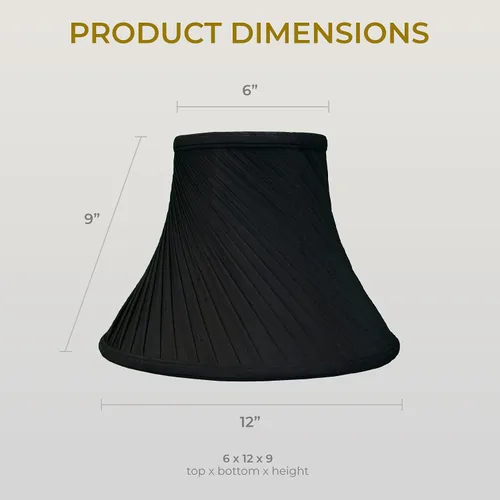 Miniatura 2 de Royal Designs - Pantalla básica para lámpara, diseño de pliegues retorcidos, 6 x 12 x 9 pulgadas, negro/oro, BS-717-12BLKGL