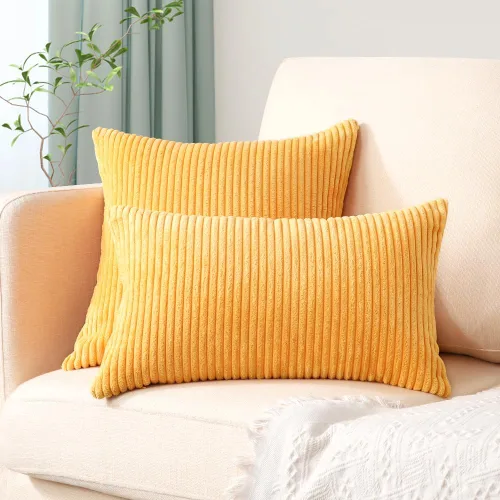 Miniatura 92 de Artscope Fundas de Almohada de Pana a Rayas Acogedoras Súper Suaves Decorativas Cuadradas Fundas de Cojín para Sofá Sillón Dormitorio Decoración