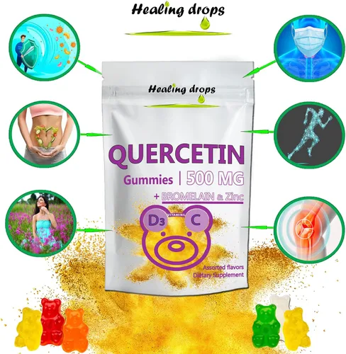 Miniatura 4 de Gomitas de quercetina con bromelina – Vitamina C + Zinc + Vitamina D3 – Quercetina 500 mg Gummies para niños y adultos